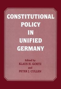Produktbild: Constitutional Policy in Unified Germany