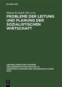 Produktbild: Probleme der Leitung und Planung der sozialistischen Wirtschaft