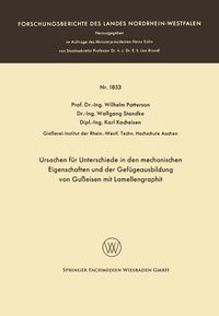 Produktbild: Ursachen f&uuml;r Unterschiede in den mechanischen Eigenschaften und der Gef&uuml;geausbildung von Gu&szlig;eisen mit Lamellengraphit