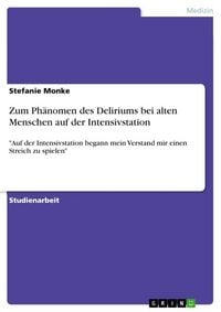 Produktbild: Zum Ph&auml;nomen des Deliriums bei alten Menschen auf der Intensivstation
