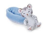 Produktbild: NICI - Kuscheltier Schneeleopard 12cm schlafend im K&ouml;rbchen hellblau