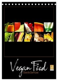 Produktbild: Vegan Food Kalender &ndash; Obst und Gem&uuml;se auf Schwarz (Tischkalender 2027 DIN A5 hoch), CALVENDO Monatskalender
