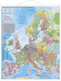 Produktbild: Stiefel Wandkarte Gro&szlig;format Europa, PLZ, mit Metallst&auml;ben