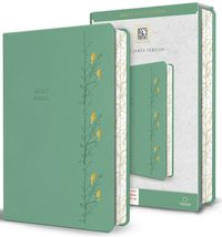 Produktbild: KJV Holy Bible, Large Print Medium Format, Green with Birds Faux Leather W/ Ribbon Marker, Red Letter