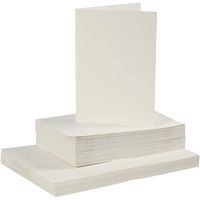 Produktbild: Creativ Company Karten & Kuverts, Kartengr&ouml;&szlig;e 10,5x15 cm, Umschlaggr&ouml;&szlig;e 11,5x16,5 cm, 110+220 g, Naturwei&szlig;, 50 Set