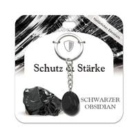 Produktbild: Schwarzer Obsidian Trommelstein Schl&uuml;sselanh&auml;nger