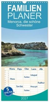 Produktbild: Familienplaner 2027 - Menorca, die sch&ouml;ne Schwester mit 5 Spalten (Wandkalender, 21 x 45 cm) CALVENDO