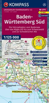 Produktbild: KOMPASS Gro&szlig;raum Fahrradkarte 3711 Baden-W&uuml;rttemberg S&uuml;d, die Fahrradregion vom