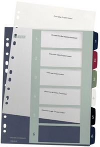 Produktbild: Leitz 1236 Style Register DIN A4 1-6 Polypropylen Mehrfarbig 6 Registerbl&auml;tter extrabreit, PC-beschriftbar 1236-00-00