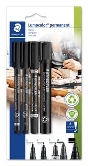 Produktbild: STAEDTLER Permanent Marker Lumocolor schwarz 4er Set