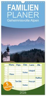 Produktbild: Familienplaner 2026 - Geheimnisvolle Alpen mit 5 Spalten (Wandkalender, 21 x 45 cm) CALVENDO