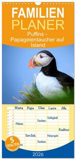 Produktbild: Familienplaner 2026 - Puffins - Papageientaucher auf Island mit 5 Spalten (Wandkalender, 21 x 45 cm) CALVENDO