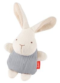 Produktbild Sigikid 31266 - Knister-Greifling Hase mit Rassel, weiß/grau, 15 cm, Musselin/Teddystoff, sigibaby