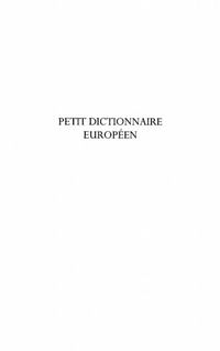Produktbild: Petit dictionnaire europeen