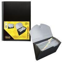 Produktbild: Idena F&auml;chermappe PP 12 F&auml;cher schwarz/grau DIN A4
