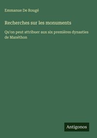 Produktbild: Recherches sur les monuments
