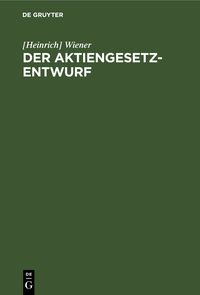 Produktbild: Der Aktiengesetz-Entwurf