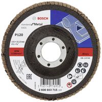 Produktbild: Bosch Accessories 2608603715 X431 F&auml;cherschleifscheibe Durchmesser 115 mm Bohrungs-&Oslash; 22.33 mm K&ouml;rnung (num) 120 Stahl 1 St.