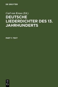 Produktbild: Deutsche Liederdichter des 13. Jahrhunderts