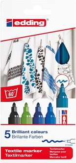 Produktbild: edding 4500 Textilmarker, 2-3mm, 5er Set kalte Farben
