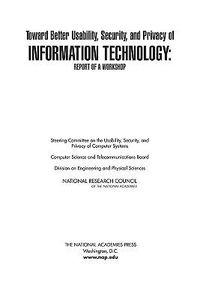 Produktbild: Toward Better Usability, Security, and Privacy of Information Technology