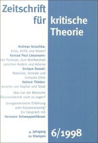 Produktbild: Zeitschrift f&uuml;r kritische Theorie / Zeitschrift f&uuml;r kritische Theorie, Heft 6 (1998)