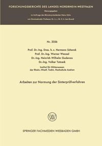 Produktbild: Arbeiten zur Normung der Sinterpr&uuml;fverfahren