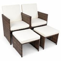 Produktbild: 4-tlg Gartenstuhl Rattan Fu&szlig;auflage Hocker Raloso