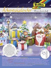 Produktbild: Folia  Adventskalender Bastelset Winterlandschaft, 24 Stanzb&ouml;gen in 25x33cm, inkl. Klebepads
