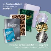 Produktbild: Brunnen Collegeblock Premium Student PASTELL 2, A4 Lineatur 27, 2-fach sortiert