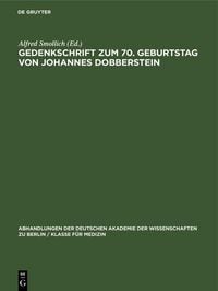 Produktbild: Gedenkschrift zum 70. Geburtstag von Johannes Dobberstein