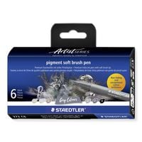 Produktbild STAEDTLER Schreib- und Zeichbedarf pigment soft brush Fasermaler Grey Colours, 6er Set