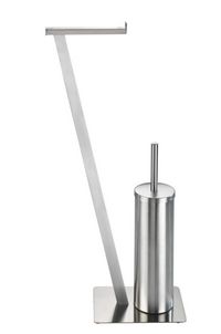 Produktbild: Stand WC-Garnitur Mod. Lirio Edelstahl matt, WC-B&uuml;rstenhalter mit Rollenhalter