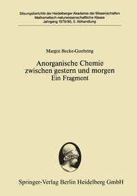 Produktbild: Anorganische Chemie zwischen gestern und morgen Ein Fragment
