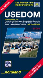 Produktbild: Usedom mit Ortspl&auml;nen von Peenem&uuml;nde, Karlshagen, Trassenheide, Zinnowitz, Zempin, Koserow, Loddin, &Uuml;ckeritz, Usedom, Bansin, Heringsdorf, Ahlbeck und Swinem&uuml;nde