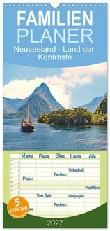 Produktbild: Familienplaner 2027 - Neuseeland - Land der Kontraste mit 5 Spalten (Wandkalender, 21 x 45 cm) CALVENDO