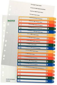 Produktbild: LEITZ&reg; Register Vollformat &uuml;berbreit farbig, 1-20 20teilig