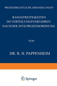 Produktbild: Rangstreitigkeiten im Verteilungsverfahren nach der Zivilprozessordnung