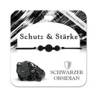 Produktbild: Schwarzer Obsidian Armband mit 3 Edelsteinperlen