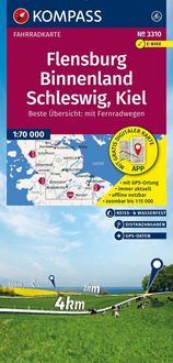 Produktbild: KOMPASS Fahrradkarte 3310 Flensburg Binnenland, Schleswig, Kiel 1:70.000