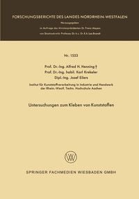 Produktbild: Untersuchungen zum Kleben von Kunststoffen