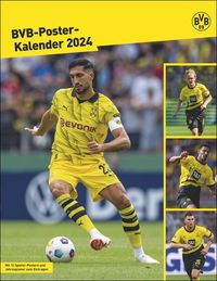 BVB Posterkalender. Jahres-Wandkalender 2024 für Fußballfans. Fotokalender mit den Stars von Borussia Dortmund. Kalender im Hochformat 34 x 44 cm. von Heye