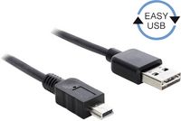 Produktbild: Delock USB-Kabel USB 2.0 USB-A Stecker, USB-Mini-B Stecker 5.00 m Schwarz beidseitig verwendbarer Stecker, vergoldete Steckkontakte, UL-zertifiziert