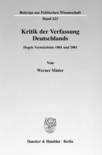 Produktbild: Kritik der Verfassung Deutschlands.