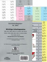 Produktbild: D&uuml;rckheimregister&reg; Wichtige Arbeitsgesetze Ohne Stichworte