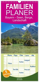 Produktbild: Familienplaner 2026 - Bayern - Seen, Berge, Landschaft mit 5 Spalten (Wandkalender, 21 x 45 cm) CALVENDO