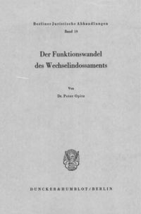 Produktbild: Der Funktionswandel des Wechselindossaments.