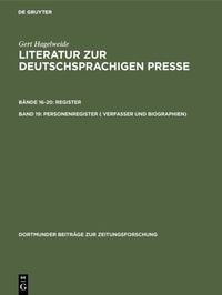 Produktbild: Personenregister ( Verfasser und Biographien)