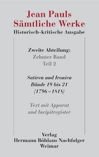 Produktbild: Jean Pauls S&auml;mtliche Werke. Historisch-kritische Ausgabe