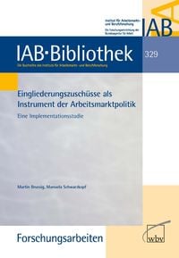 Produktbild: Eingliederungszusch&uuml;sse als Instrument der Arbeitsmarktpolitik